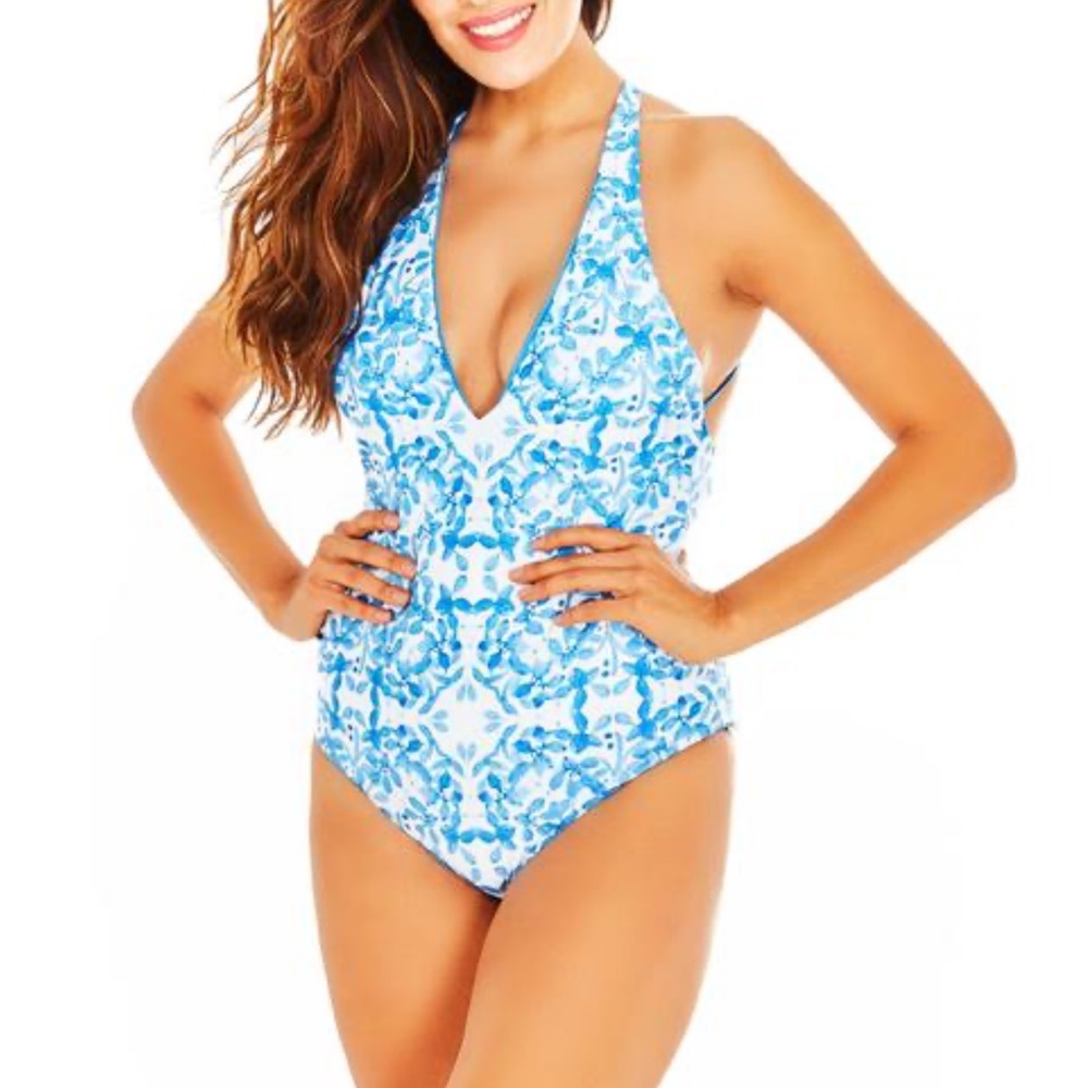 Nicolita Jessica Reversible One Piece - Mosaic Blue & White Swimsuit